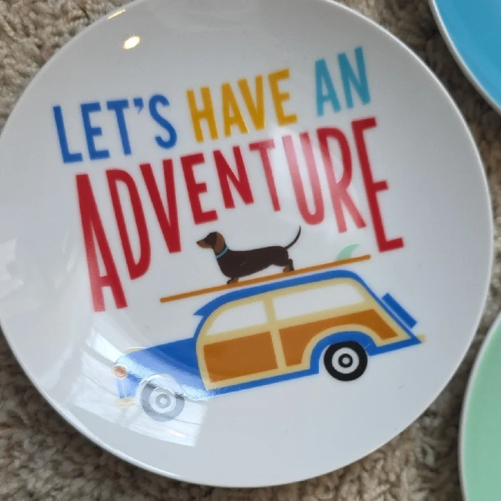 Pier 1 Assorted Appetizer Plates - Beach/Dog Themed Set Of 4